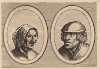 「ヴェルニームの女」と「ハンス・デ・プリュム・ストライカー」 作： Johannes and Lucas van Doetechum after Pieter Bruegel the Elder