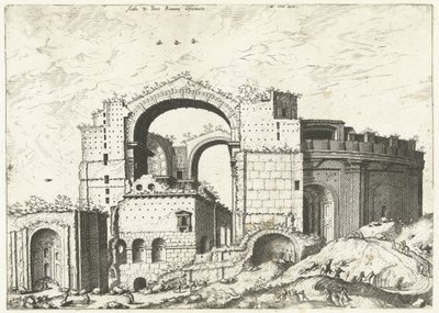 ローマのゲジヒト オプ デ シント ピーター Aedis D. Peter Romana の変形 (オブジェクトのタイトル) ローマ時代の遺跡、1561年（シリーズタイトル） 作： Johannes of Lucas van Doetechum (attributed to)