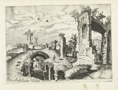 パラティーノの丘の遺跡の眺め ローマ時代の遺跡、1561年（シリーズタイトル） 作： Johannes of Lucas van Doetechum (attributed to)