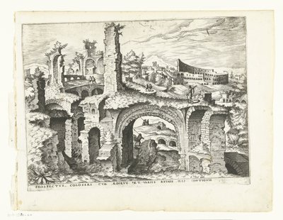 コロッセオの眺め ローマ時代の遺跡、1561年（シリーズタイトル） 作： Johannes of Lucas van Doetechum (attributed to)