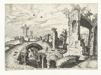 ローマのパラティーノの丘の遺跡の眺め ローマ時代の遺跡、1561年（シリーズタイトル） 作： Johannes of Lucas van Doetechum (attributed to)