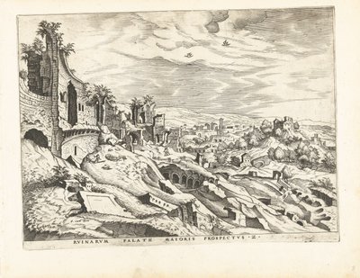 ローマのパラティーノの丘の 2 番目のビュー ローマ時代の遺跡、1561年（シリーズタイトル） 作： Johannes of Lucas van Doetechum (attributed to)