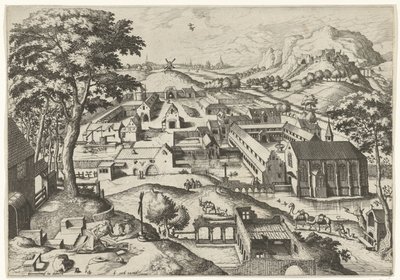 聖ジェロームのある風景 砂漠のヒエロニムス (オブジェクトのタイトル) キリスト教の物語のある風景（シリーズタイトル） 作： Johannes of Lucas van Doetechum