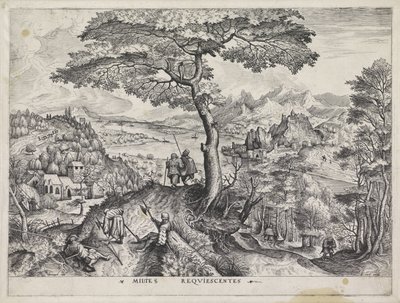 兵士が休んでいる風景 Milites Requiescentes (オブジェクトのタイトル) 大風景（連載タイトル） 作： Johannes of Lucas van Doetechum