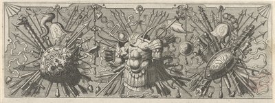 パノプリア。 ローマの腕を持つフリーズ、上部 Panoplia sev armamentarium… (シリーズタイトル) 作： Johannes of Lucas van Doetechum