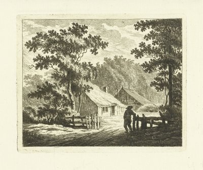 農場のある風景とフェンスのある庭 作： Johannes van Cuylenburgh
