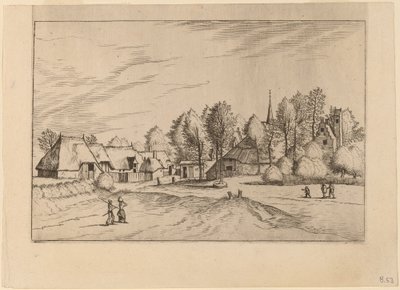 教会の塔のあるカントリー ビレッジ 作： Johannes van Doetechum, the Elder and Lucas