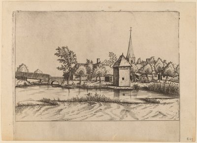 教会と橋のある田舎の村 作： Johannes van Doetechum, the Elder and Lucas