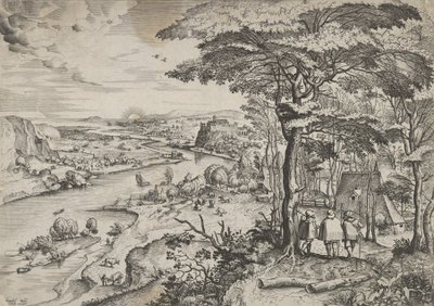 巡礼者のいるエマオの風景」のエウンテス 1555-56年頃制作者：ヨハネス・ファン・ドエテカムI、ルーカス・ファン・ドエテカム 作： Johannes and Lucas van Doetecum