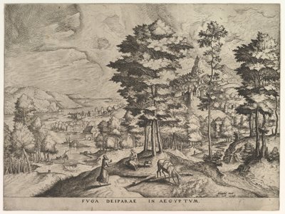 エジプトへの飛翔 「大いなる風景」より エギプトゥムのフーガ・デイパラエ 1555-56年頃 作： Johannes van Doetecum I