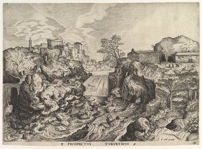 The Large Landscapes からの Tiber Tivoli Prospectus Tyburtinus の眺め。 1555-56。 作： Johannes van Doetecum I