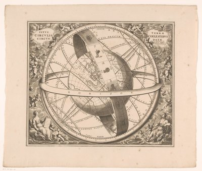 Hemelkaart van de aarde volgens het stelsel van Ptolemaeus 天球に囲まれた地球の位置（天体のタイトル） 作： Johannes van Loon