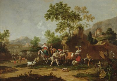 数字と動物のイタリアの風景 作： Johannes van der Bent