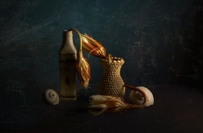 色あせた花の静物画 作： John-Mei Zhong