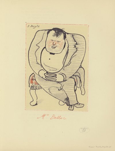 ヒレール・ベロック（英仏の作家・歴史家）の風刺画（カラーリトグラフ 作： John  Doyle