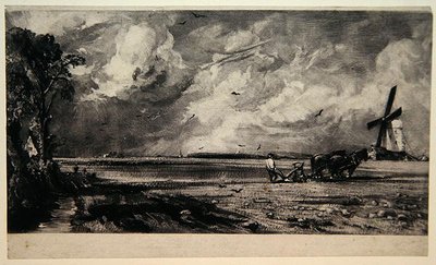 デイヴィッド・ルーカス（1802-81）が彫った「春」（1829年頃）（紙にメゾチント＆ブラックカーボンインク 作： John (after) Constable