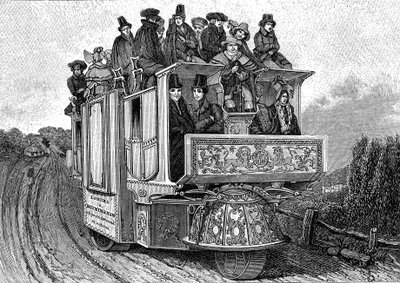 ウィリアム・チャーチ博士（1778-1863年頃）が1833年にバーミンガム（イギリス）で製作した三輪機械自動車。1895年 作： John (after) Cooke