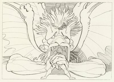 ディス、またはルシファー、インフェルノ、カント34（エングレーヴィング 作： John (after) Flaxman