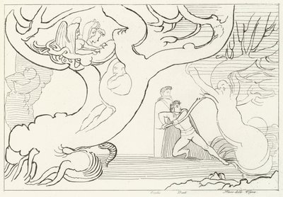 ハーピーの森、インフェルノ、カント13（エングレーヴィング 作： John (after) Flaxman