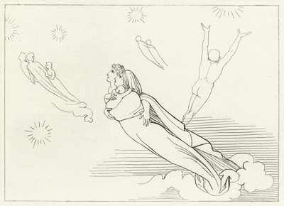 球体に戻る魂、楽園、カント4（エングレーヴィング 作： John (after) Flaxman