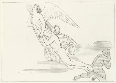 ブオナコンテの脱出、煉獄、カント5（エングレーヴィング 作： John (after) Flaxman
