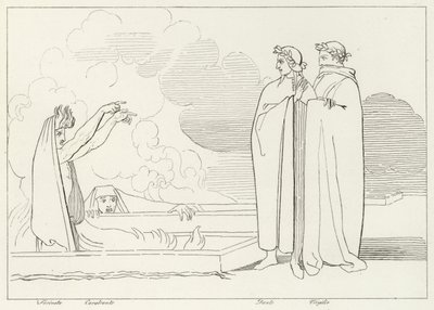 炎の墓、インフェルノ、カント10（エングレーヴィング 作： John (after) Flaxman