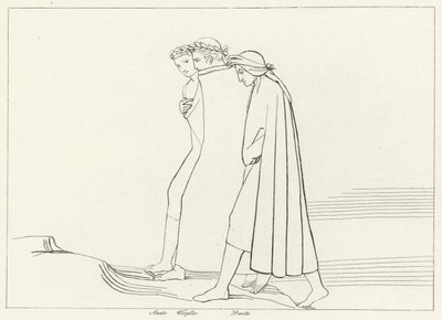 スタティウスとの面会、煉獄、カント21（エングレーヴィング 作： John (after) Flaxman