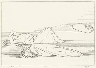 詩人たちの休息、煉獄、カント27(エングレーヴィング) 作： John (after) Flaxman
