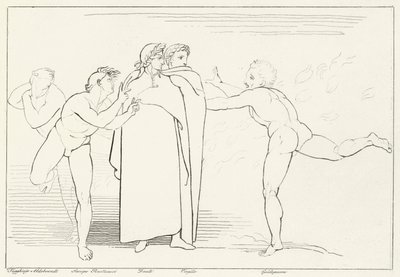 火の雨、インフェルノ、カント16（エングレーヴィング 作： John (after) Flaxman