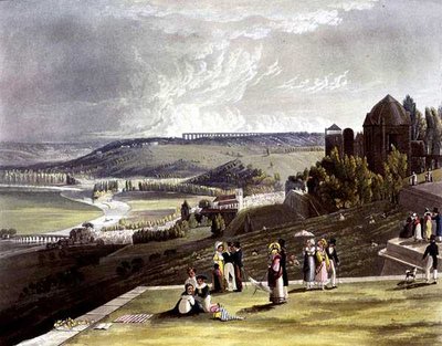 ダニエル・ハヴェル（1785-1826）が彫刻し、R.アッカーマン（1764-1834）が1821年に出版した「セーヌ河畔の風景」よりサンジェルマン（カラーリトグラフ） 作： John (after) Gendall