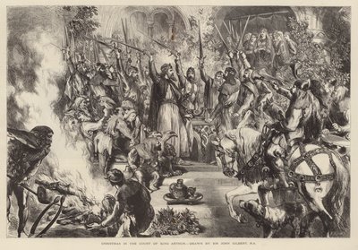 アーサー王宮廷のクリスマス（版画 作： John (after) Gilbert