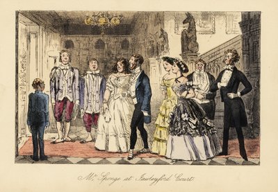 豪邸でのディナー前に発表された英国紳士・淑女の姿 作： John (after) Leech