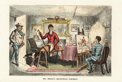 肖像画を描いてもらうハンティングピンクスの英国紳士 作： John (after) Leech