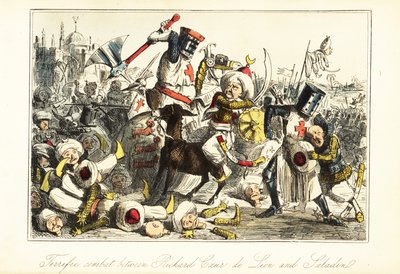 パレスチナのアルスフ（アゾタス）の戦いでサラディンと戦うリチャード1世 作： John (after) Leech