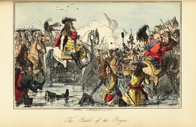 ボインの戦いで川を渡るウィリアム2世（アイルランド 作： John (after) Leech