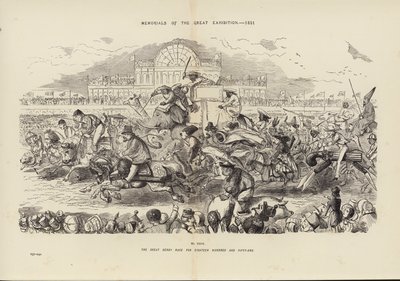 1851年の大博覧会の記念品、1898年の大ダービーレース（エングレービング 作： John (after) Leech