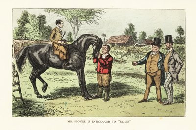 パドックで馬を評価する2人の英国人ジェントルマン 作： John (after) Leech