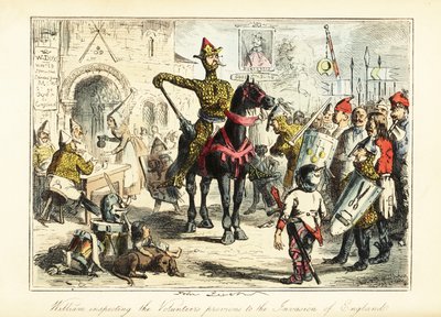 1066年、ノルマン人の有象無象の軍勢を率いたウィリアム・ザ・コンケラー 作： John (after) Leech