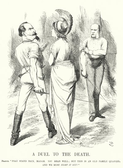 パンチの漫画。死の決闘-普仏戦争（エングレーヴィング 作： John (after) Tenniel