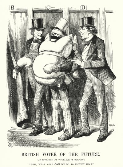 パンチの漫画。未来のイギリス人の投票者（エングレービング 作： John (after) Tenniel