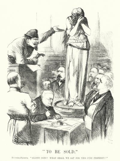 パンチの漫画。パリ・コミューン（版画）「売られるために 作： John (after) Tenniel