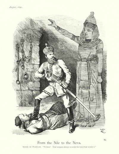 ジョン・テニエル卿の漫画ナイル川からネヴァ川へ（エングレーヴィング） 作： John (after) Tenniel