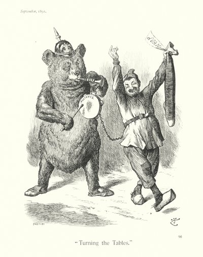 ジョン・テニエル卿の漫画「テーブルをひっくり返す」（エングレーヴィング） 作： John (after) Tenniel