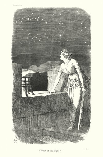 サー・ジョン・テニエルの漫画"夜はどうなる？"(エングレーヴィング） 作： John (after) Tenniel