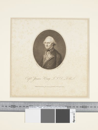 III.ジェームズ・キング船長、フランチェスコ・バルトロッツィ（1727-1815）が1773-84年頃に描いたもの（エングレーヴィング 作： John (after) Webber