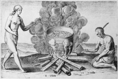 ギスバート・ヴァン・ヴェーン（1562-1628）が描いた「鍋の中の料理」。 作： John (after) White