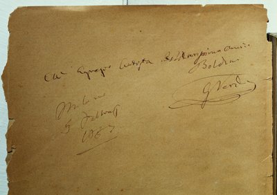 ジュゼッペ・ヴェルディ（1813-1901）からジョヴァンニ・ボルディーニ（1842-1931）への直筆の献辞 作： Walter Charles Mills