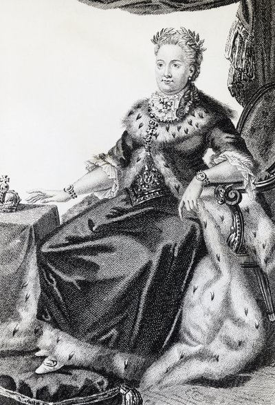 エカテリーナ2世、ソフィー・フリーデリケ・アウグスト（1729-1796）、ロシアの女帝、エングレービング 作： Walter Charles Mills