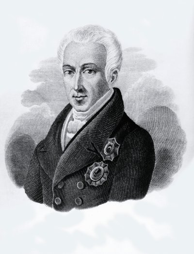 1828年から1831年までギリシャ共和国大統領を務めたイオアニス・アントニオス・カポディストリアス伯爵（1776-1831）の肖像（彫刻作品 作： Walter Charles Mills