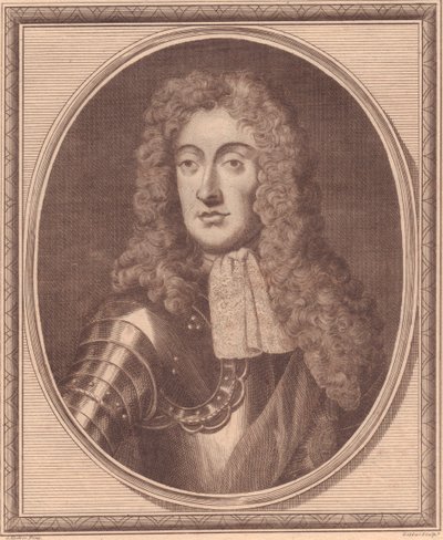 イングランドのジェームズ2世（1633-1701）の肖像、G・クネラーの絵画からジョン・ゴールダー（1729-1795）による銅版画 作： Walter Charles Mills